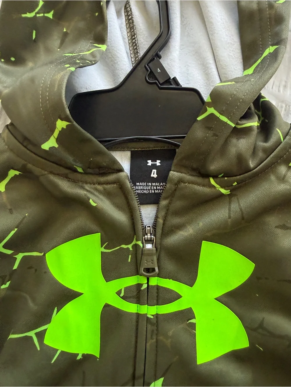 Under Armour Olive Green Hoodie & Black Joggers with Neon Green Logo